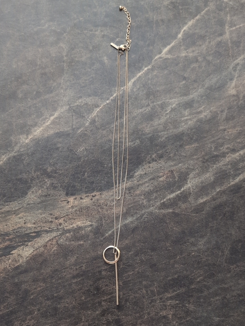 Elegant Silver Double-Layer Circle & Bar Necklace - Women Jewelry